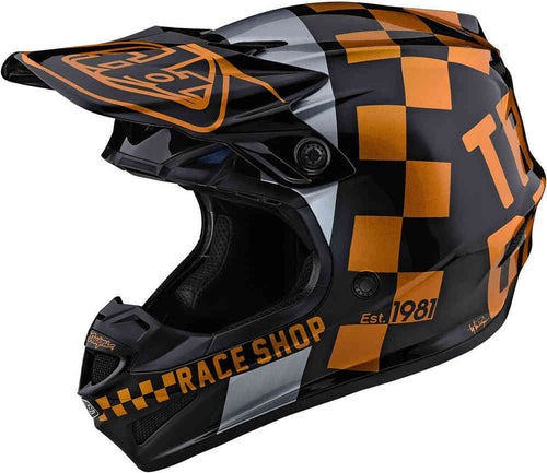 Troy Lee Designs SE4 Poly Adult Motocross Helmet Checker Gold/Black