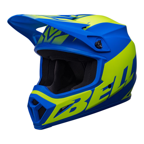 Bell MX-9 Mips Adult Motocross Helmet Disrupt Matte Classic Blue/Hi-Viz Yellow