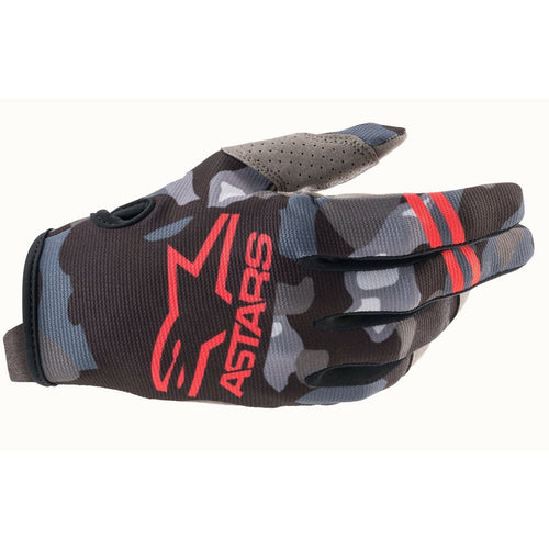 Alpinestars Radar Adult Motocross Gloves Grey/Camo/Red