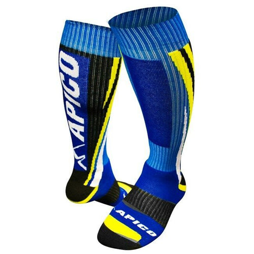 Apico Adult Motocross Socks BLUE/YELLOW/WHITE